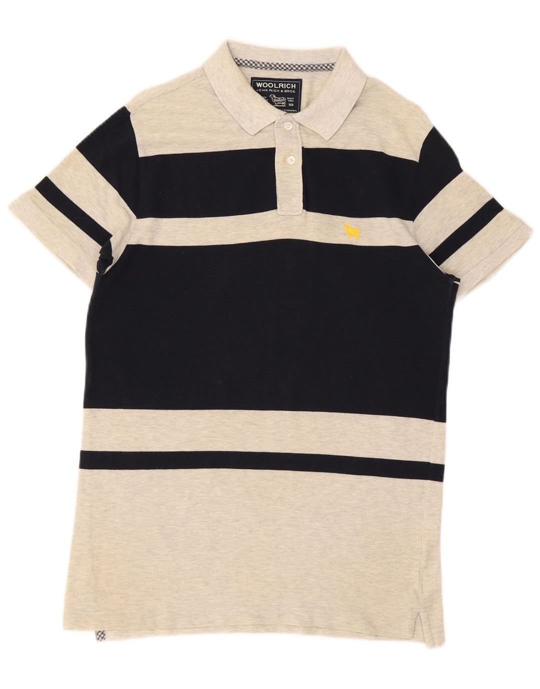 Polo da uomo Woolrich in cotone color block grigio medio