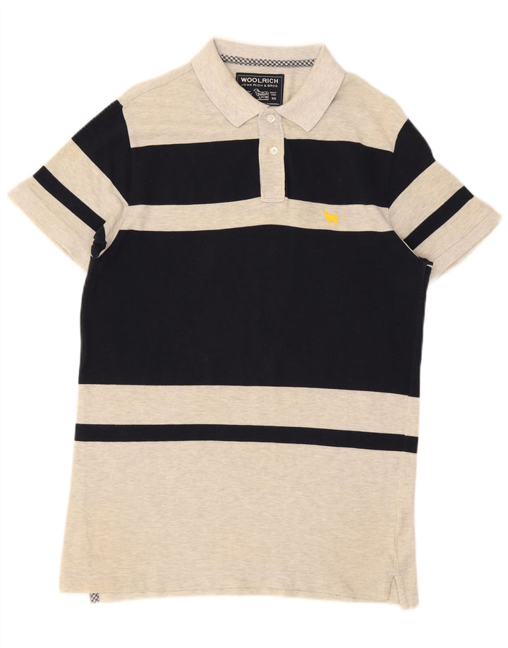 Polo da uomo Woolrich in cotone color block grigio medio