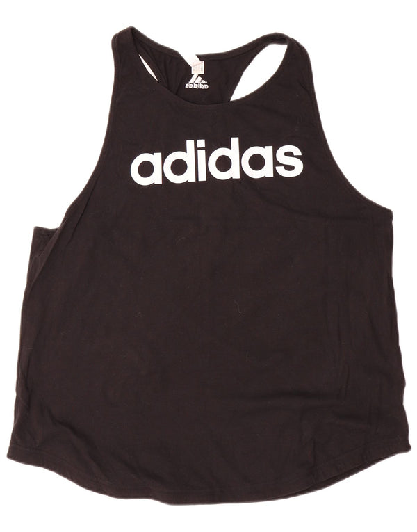 Canottiera grafica da donna Adidas UK 24/26 2XL cotone nero