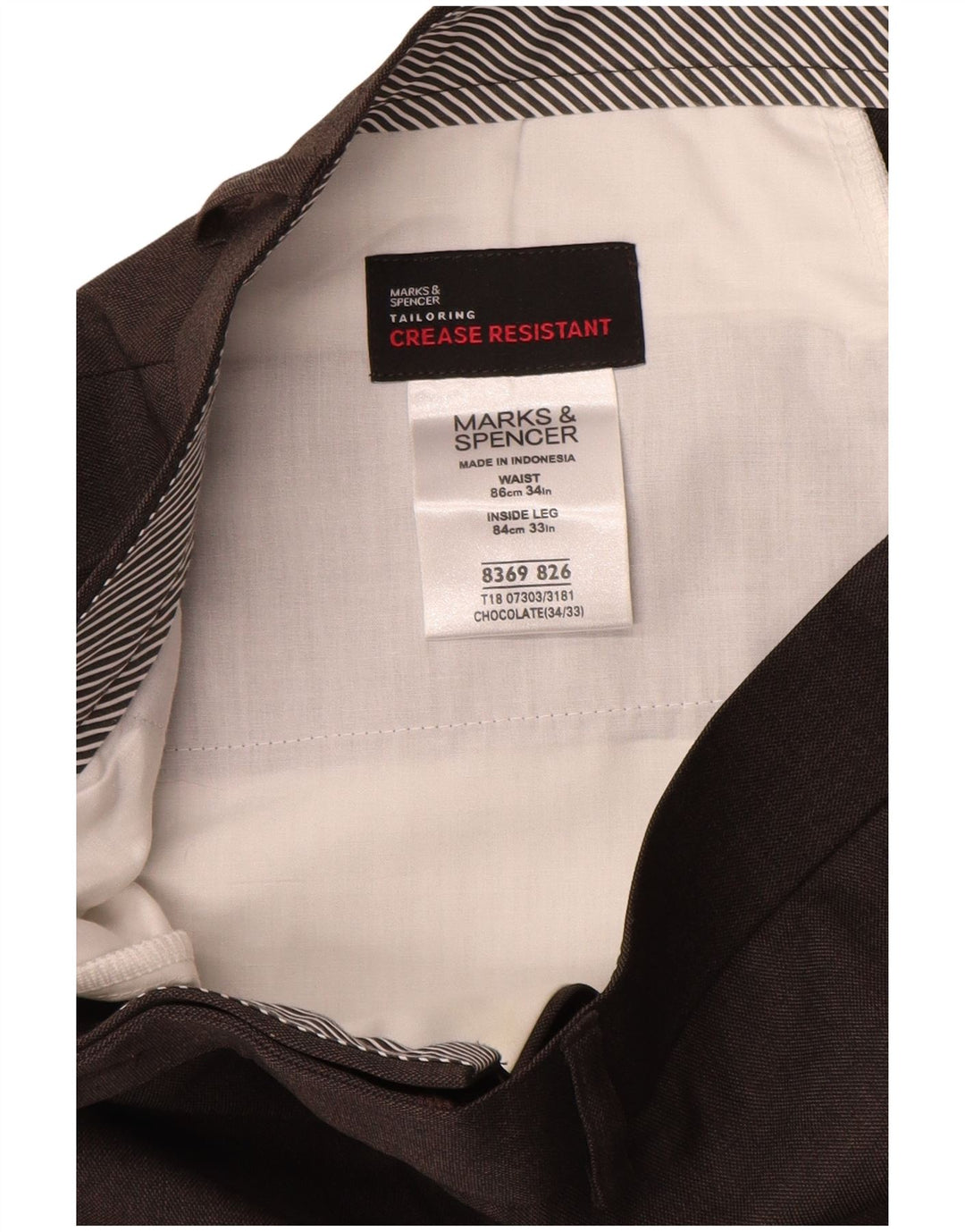 MARKS & SPENCER Pantaloni da abito dritti da uomo W34 L33 Poliestere marrone