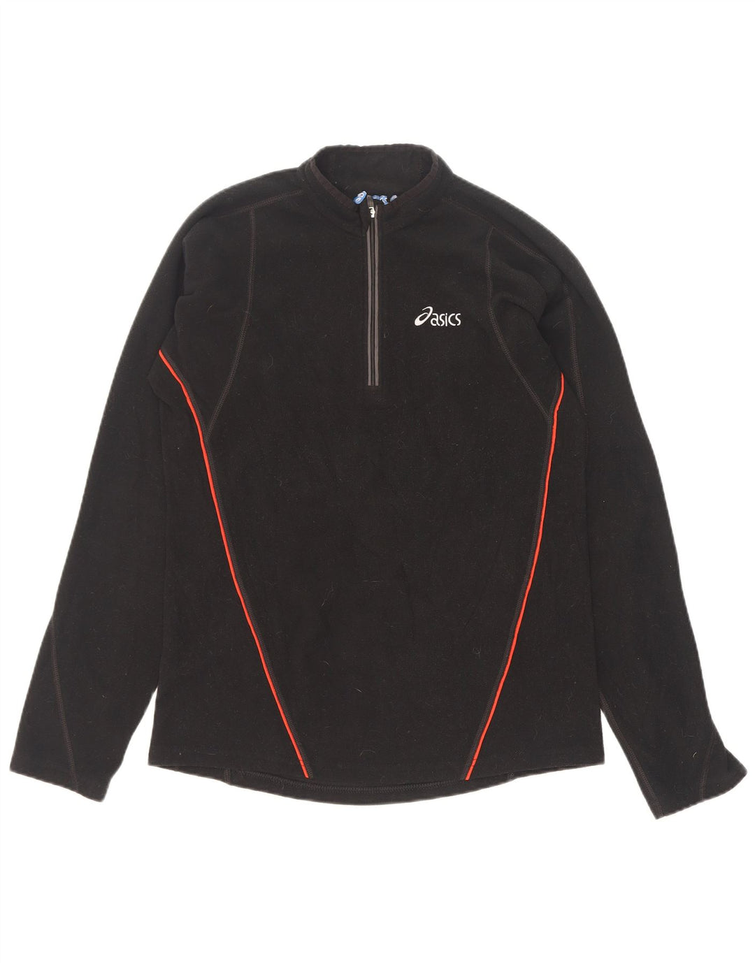 Maglione in pile da uomo Asics con zip e collo piccolo in poliestere nero