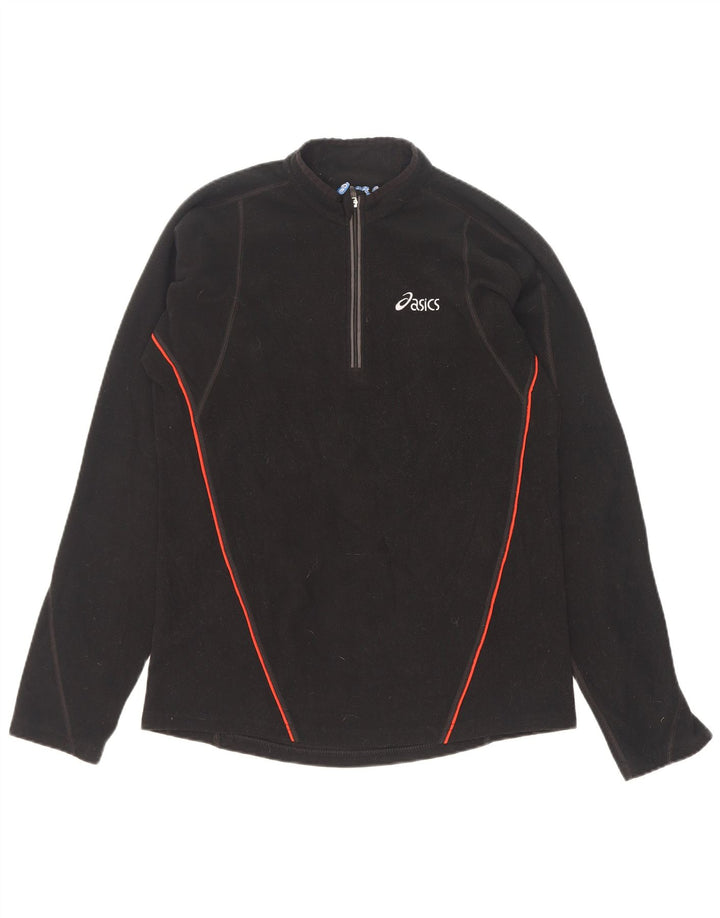 Maglione in pile da uomo Asics con zip e collo piccolo in poliestere nero