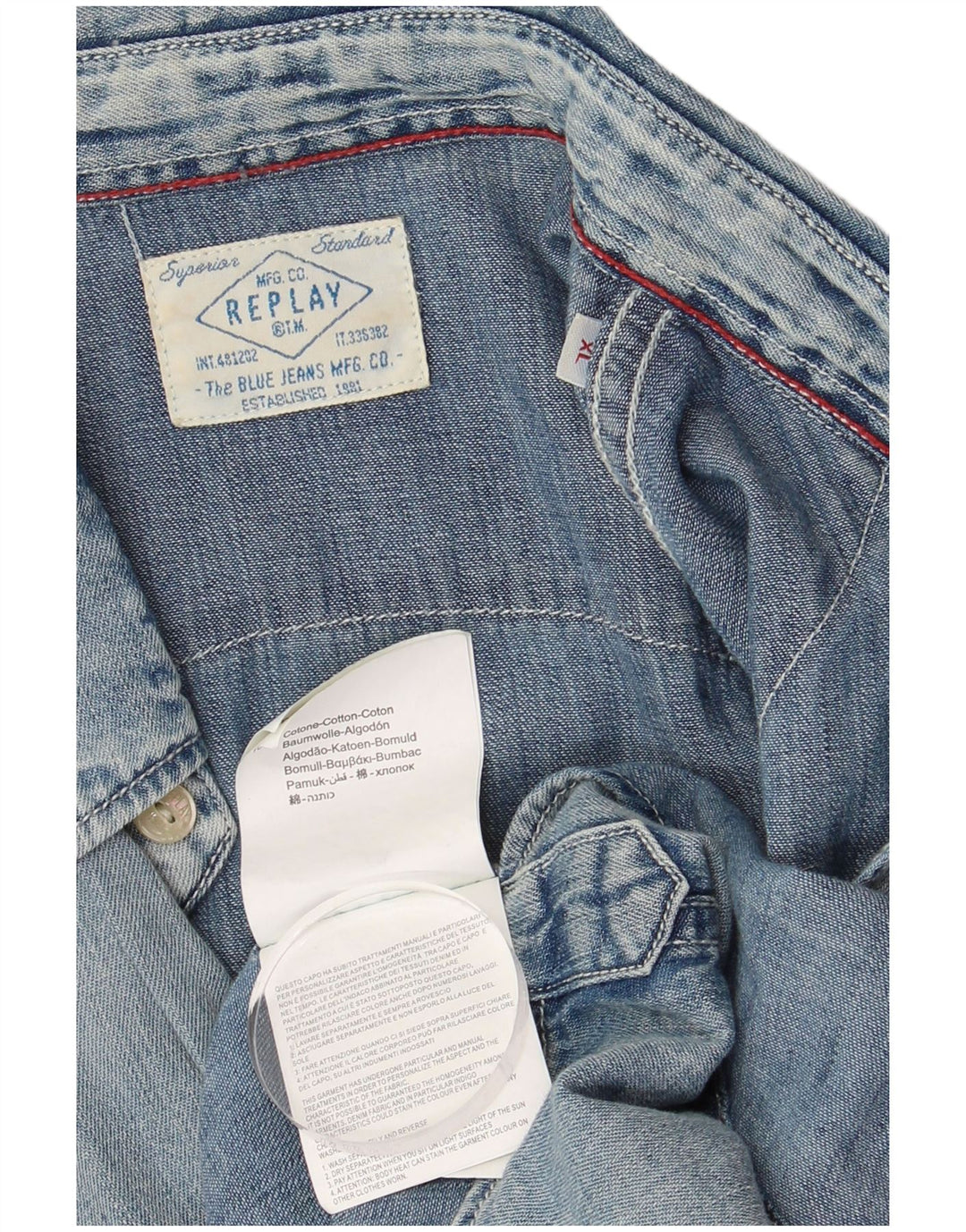 REPLAY Camicia di jeans da uomo XL in cotone blu