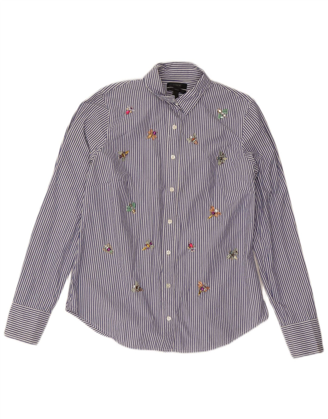 Camicia J. Crew da donna Perfect Fit US 6 cotone gessato blu medio