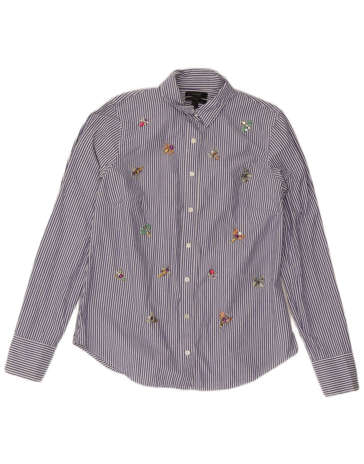 Camicia J. Crew da donna Perfect Fit US 6 cotone gessato blu medio