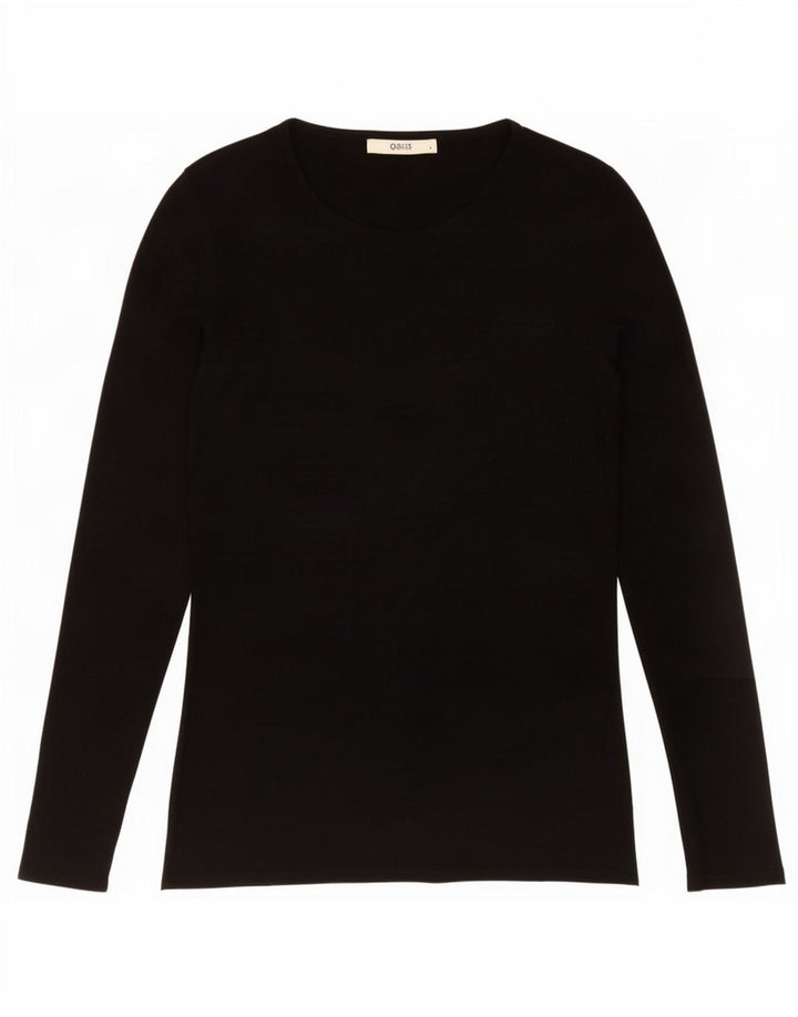 Top da donna a maniche lunghe Oasis UK 10 piccolo in viscosa nera