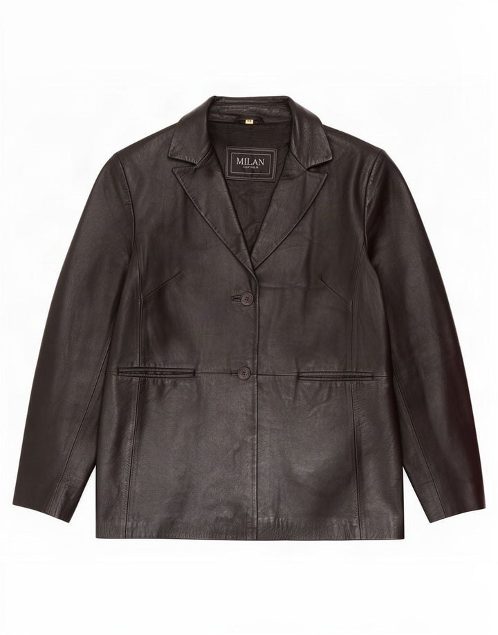 Giacca blazer in pelle da donna a 2 bottoni Milano UK 16 grande nera