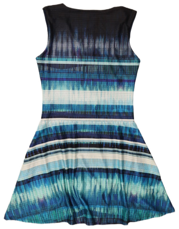 Desigual Abito da donna senza maniche a trapezio UK 14 Poliestere a righe grandi blu