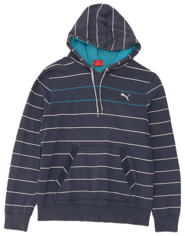 Felpa con cappuccio da uomo Puma grande a righe blu navy