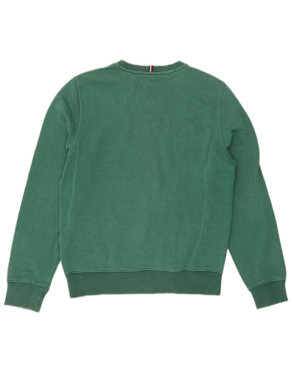 Tommy Hilfiger Felpa grafica da uomo Maglione piccolo cotone verde