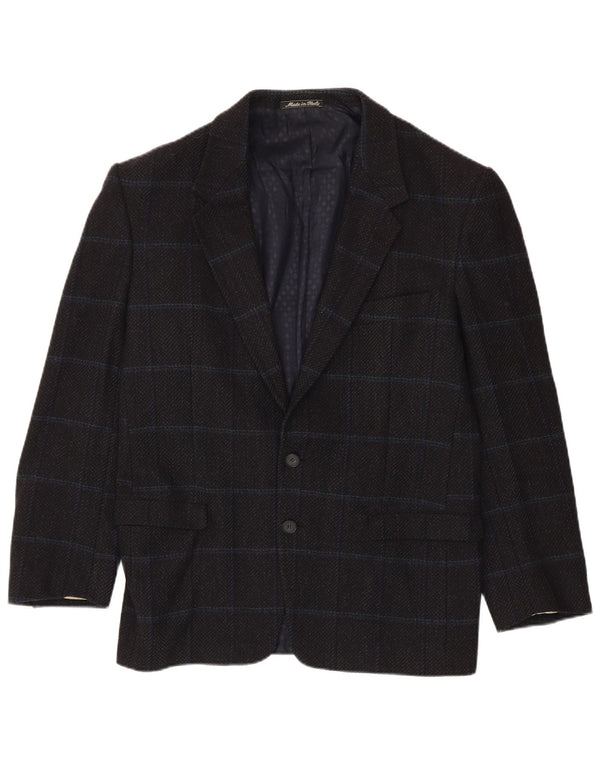 Giacca blazer da uomo a 2 bottoni Weekend IT 48 Lana vergine a quadri nera media