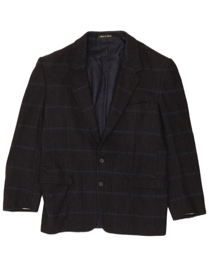 Giacca blazer da uomo a 2 bottoni Weekend IT 48 Lana vergine a quadri nera media