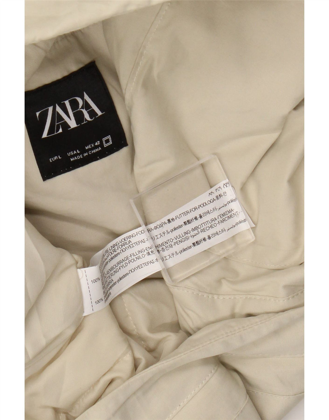 Giubbotto bomber da uomo Zara UK 40 grande poliestere beige