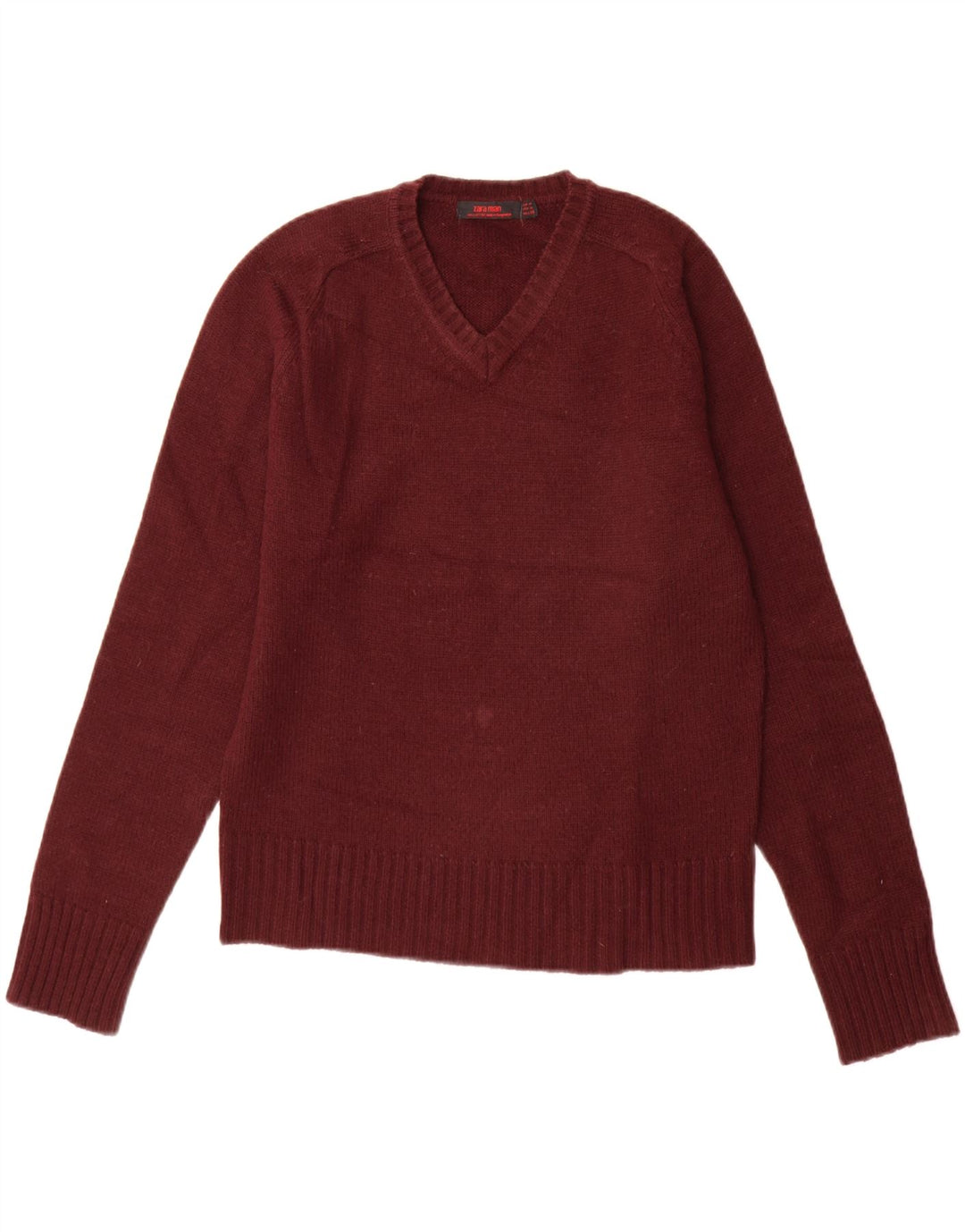 Maglione Zara da uomo con scollo a V bordeaux medio