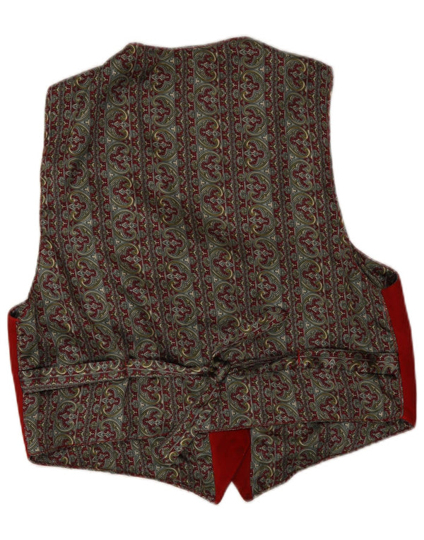 Gilet vintage da donna in pelle scamosciata corta UK 14 grande rosso retrò
