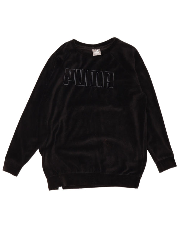 PUMA Felpa con grafica oversize da donna UK 12 Medium Black Cotton