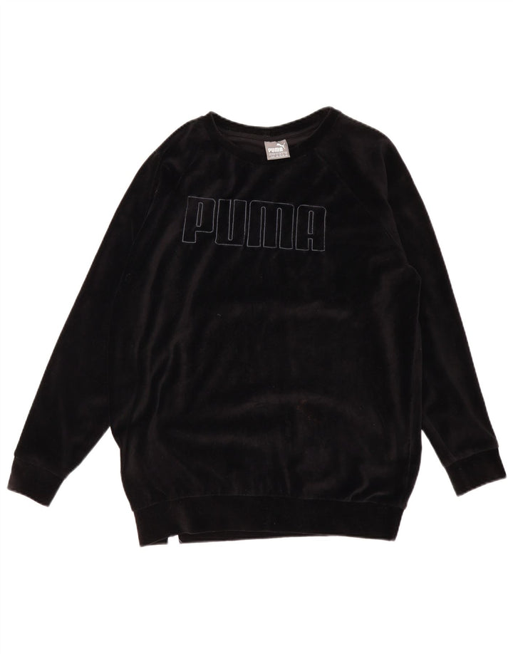 PUMA Felpa con grafica oversize da donna UK 12 Medium Black Cotton