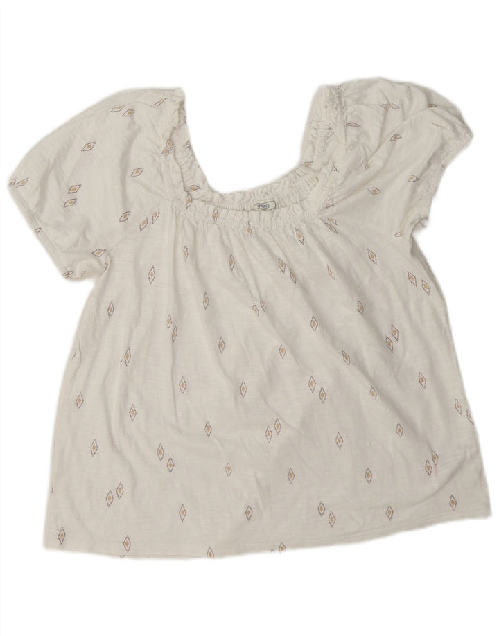 Camicetta oversize corta da donna Fat Face Top UK 10 Piccola bianca geometrica
