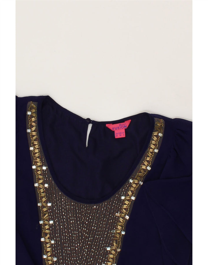 MONSOON Womens A-Line Dress UK 10 Small  Navy Blue Polyester Vintage Monsoon and Second-Hand Monsoon from Messina Hembry 