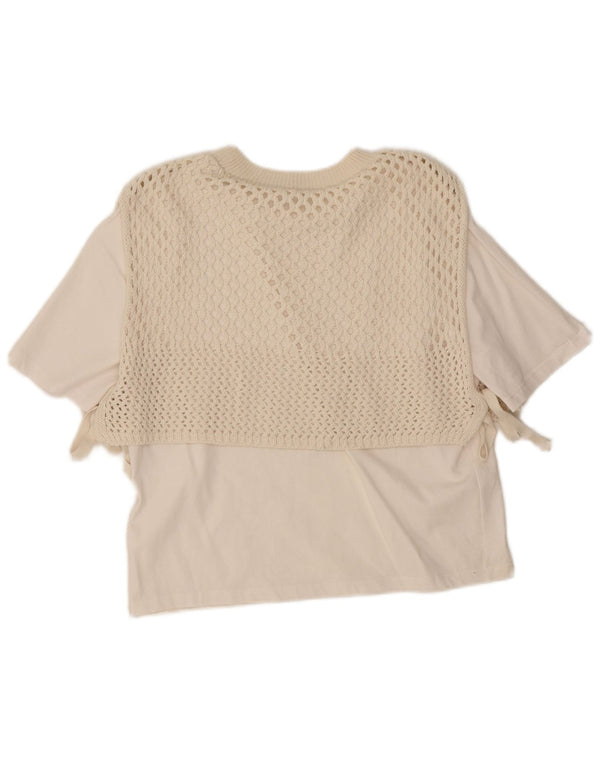 Top Camicetta Donna Zara UK 12 Bianco Medio
