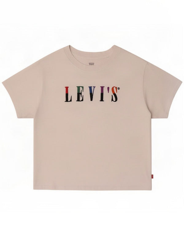 T-shirt grafica da donna Levi's Top UK 14 cotone bianco medio