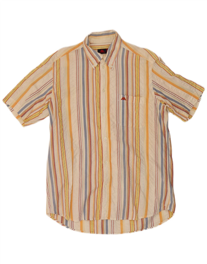 Camicia KAPPA da uomo a maniche corte XL in cotone a righe multicolore