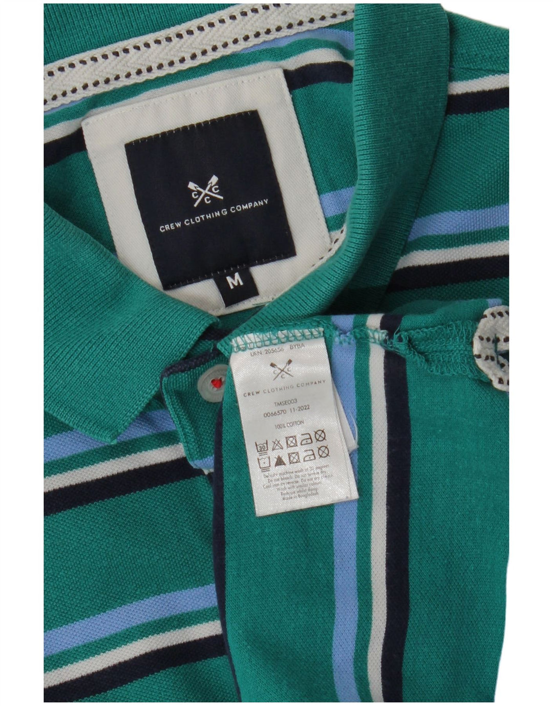 CREW CLOTHING Polo da uomo in cotone rigato verde medio