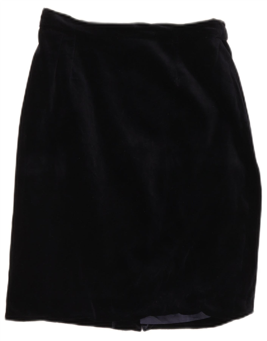 Gonna a tubino a vita alta in velluto da donna VINTAGE IT 42 medio W26 blu navy