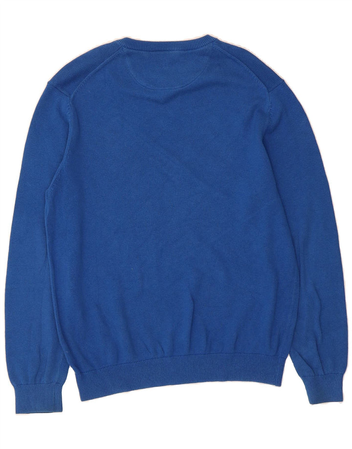 CREW CLOTHING Mens V-Neck Jumper Sweater Large Blue Cotton Vintage Crew Clothing and Second-Hand Crew Clothing from Messina Hembry 
