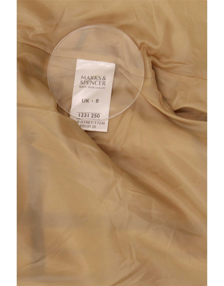 Cappotto da donna Marks & Spencer UK 8 piccolo poliestere a quadri beige