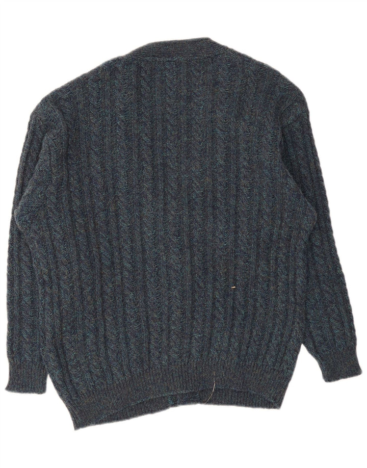 Maglione cardigan da uomo vintage grande blu navy