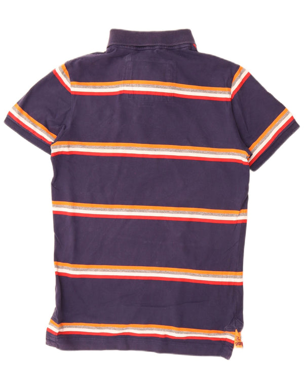 Polo da rugby da uomo Superdry in cotone a righe medie blu navy