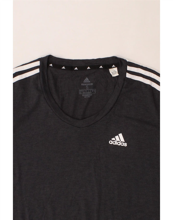 ADIDAS Womens Aeroready T-Shirt Top UK 8/10 Small Grey Polyester Vintage Adidas and Second-Hand Adidas from Messina Hembry 