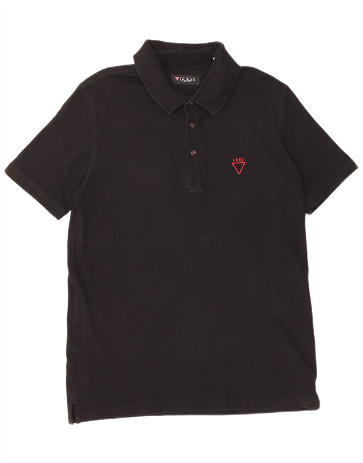 Polo Uomo Guess Large Nera in Cotone