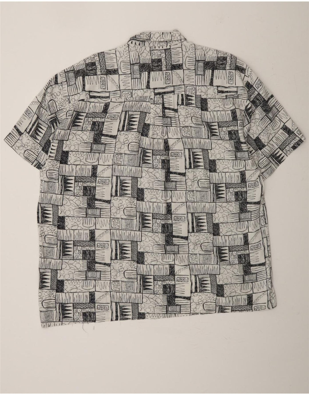 VINTAGE Mens Short Sleeve Shirt 2XL Grey Patchwork Vintage Vintage and Second-Hand Vintage from Messina Hembry 