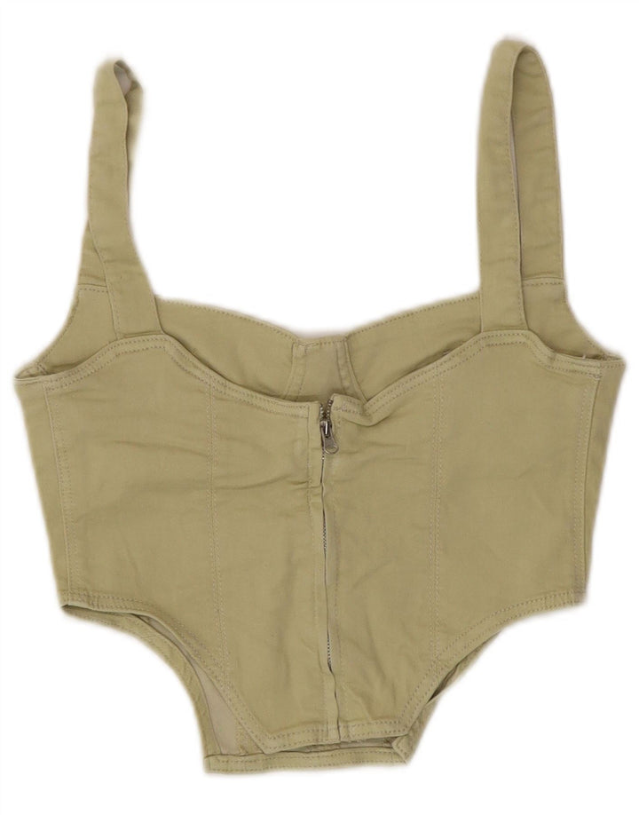 Top a corsetto da donna Zara UK 8 piccolo in cotone kaki