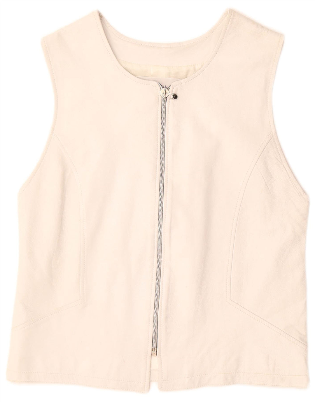 Gilet in pelle da donna VINTAGE UK 12 medio bianco