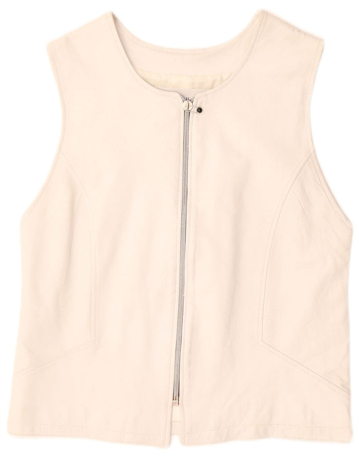 Gilet in pelle da donna VINTAGE UK 12 medio bianco