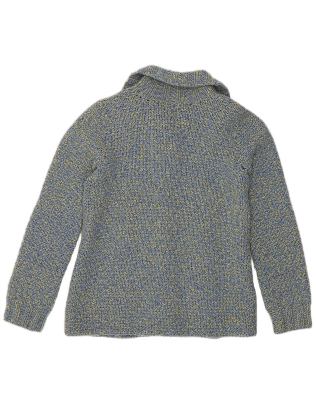Maglione cardigan da donna vintage UK 8 piccolo blu screziato