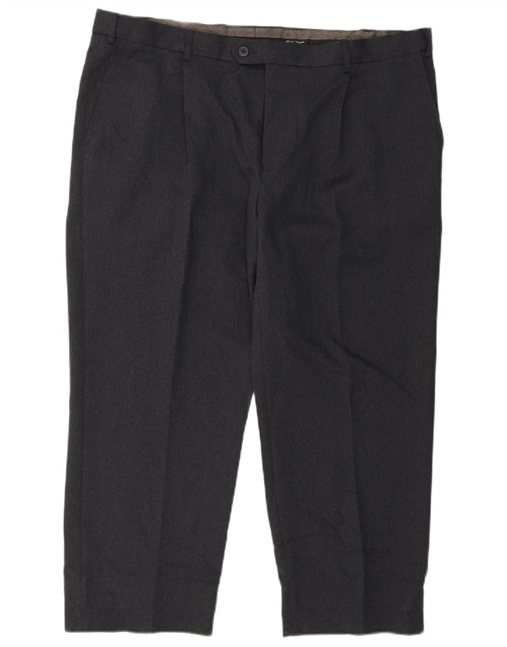 Pantaloni da abito dritti da uomo Marks & Spencer W42 L29 poliestere blu navy