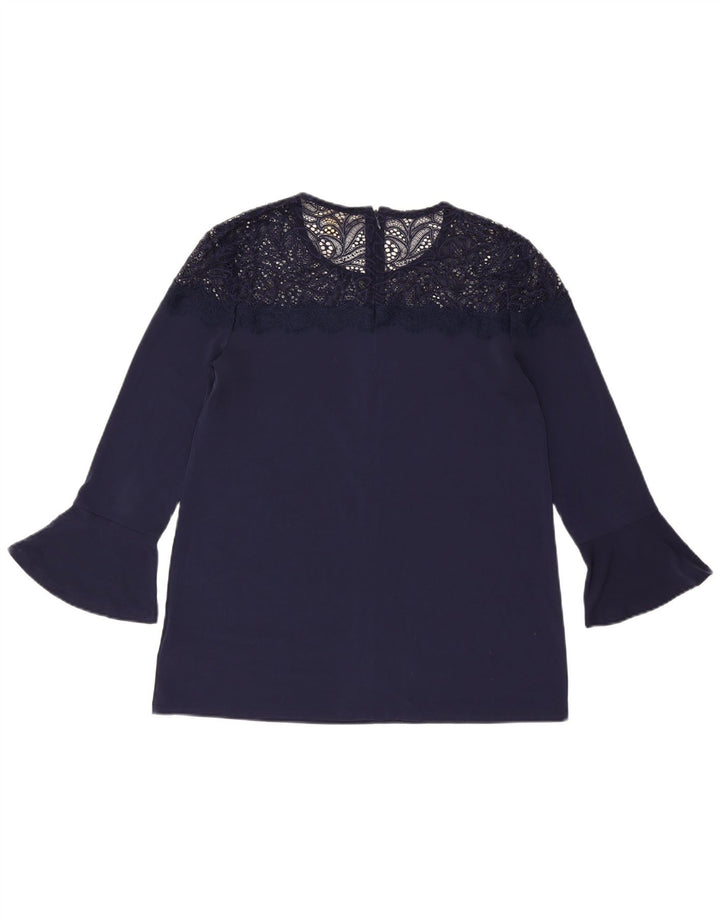 MICHAEL KORS Top da donna manica 3/4 UK 14 poliestere blu navy medio