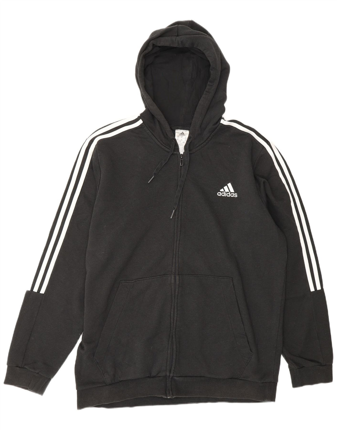 Maglione con cappuccio e zip da uomo ADIDAS XL in cotone nero