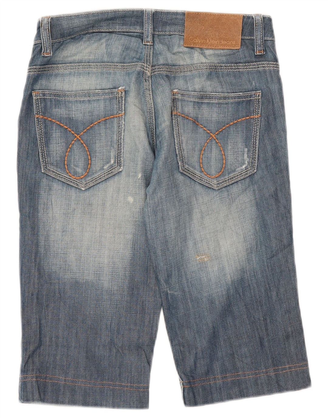 Pantaloncini di jeans Bermuda da donna Calvin Klein W26 piccoli in cotone blu