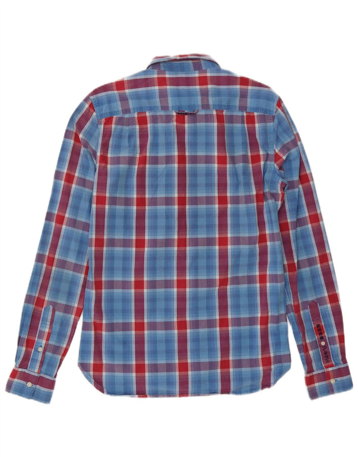 Camicia da uomo Superdry in cotone a quadri piccoli blu