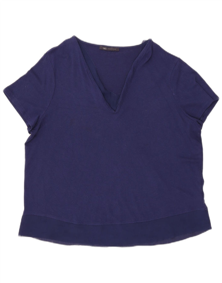 Top in camicetta da donna Marks & Spencer UK 16 Large in viscosa blu navy