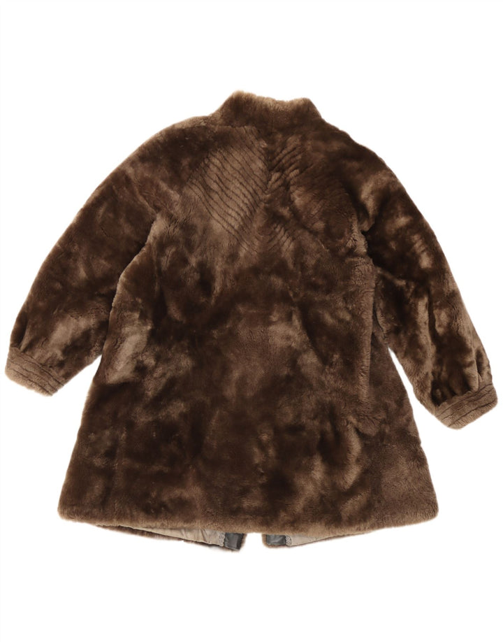 Cappotto vintage da donna in pelliccia sintetica UK 12 marrone medio