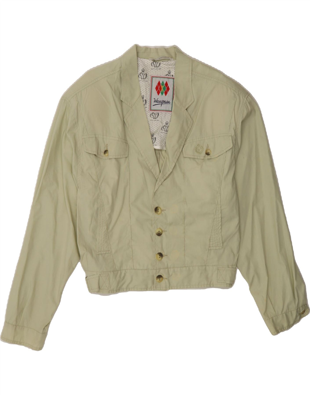 WAMPUM Womens Bomber Jacket UK 16 Large Green Cotton Vintage Wampum and Second-Hand Wampum from Messina Hembry 