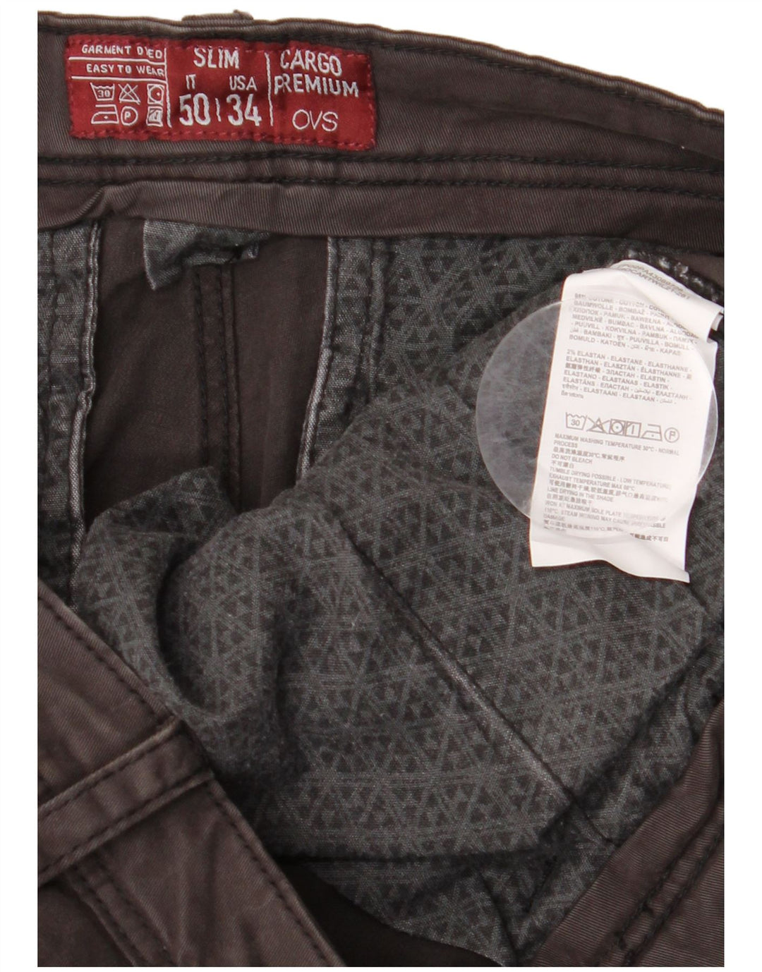 Pantaloni cargo dritti da uomo OVS IT 50 Large W34 L33 Cotone grigio