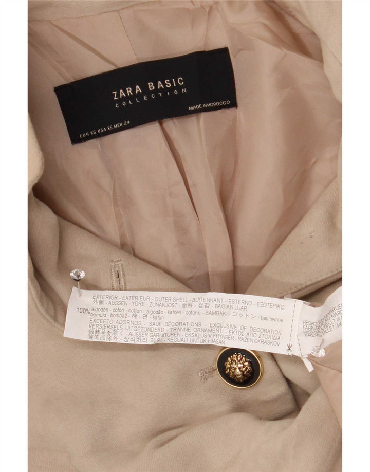 Giacca blazer a 4 bottoni da donna Zara UK 6 XS cotone beige
