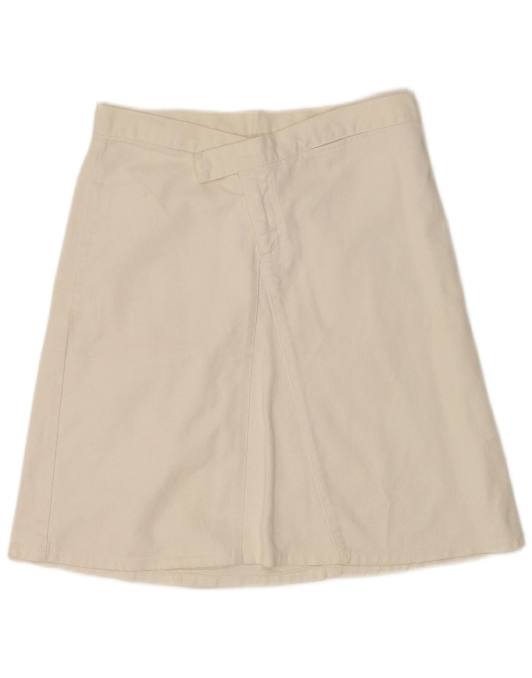 Gonna a trapezio in denim da donna Benetton IT 44 media W30 cotone bianco sporco
